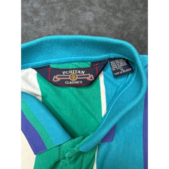 Vintage Puritan Classics Multicolor Stripe Polo Shirt Sz XL - Picture 3 of 4
